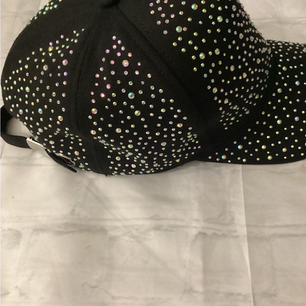Black Rhinestone Studded Cap - Picture 3 of 4